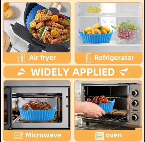 Image of Reusable Silicone Air Fryer Liners 6Pcs Set - Multicolor Round Silicone Bowls for Air Fryer, Oven & Microwave | Heat-Resistant, Non-Stick, Flexible & Reusable Cooking Inserts (Multicolor)