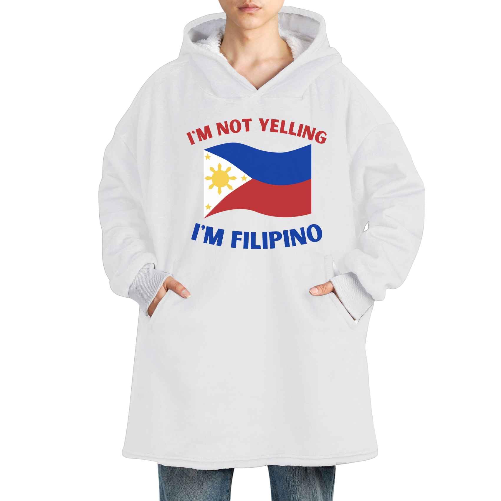 Filipino Gifts with Philippines Flag, Filipino Philippines Souvenirs, Wearable Flannel Graduation Blanket Hoodie, Super Soft Warm Cozy with Two Large Pocket - One Size Fits Most