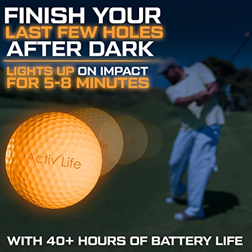 Activ Life Super Bright Led Golf Recreation_Ball, Glow In The Dark Balls For Night, 40 Hours Battery Life, 1.68 Inch Kids Ball (0.1 Lbs When Filled), 6, Multicolor #TOP1