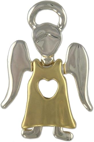 Broche de ángel chapado en oro mate chapado en plata, Metal, N A