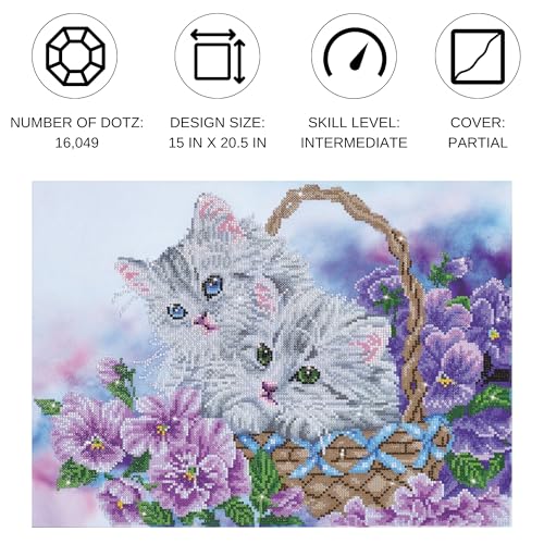 Image of DIAMOND DOTZ Kitty Basket Diamond Painting Kits for Adults - Diamond Art Kits a Relaxing Creative Craft Kit with Dotz Gems 15x20.5