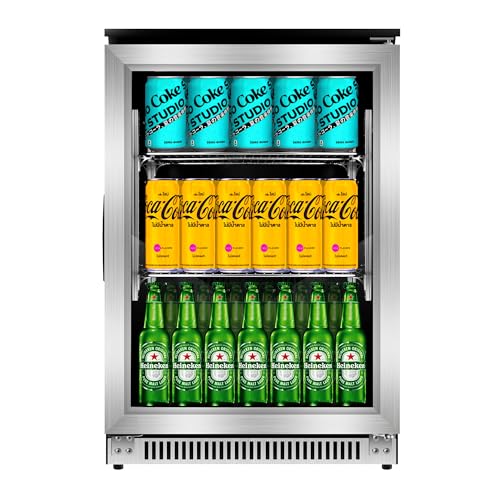 Advanics 20 Inch Beverage Refrigerator Cooler,Under Counter Drink Fridge with Glass Door, Built-in or Freestanding, Quiet Compressor Cooling, 120 Can Capacity for Beer and Soda