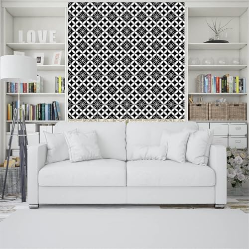 Image of Moroccan Tile Stickers | Waterproof Self Adhesive Peel & Stick Tile Decals for Kitchen Backsplash, Bathroom Wall, Floor, Furniture & Glass (8x8 Inch, Design 69)