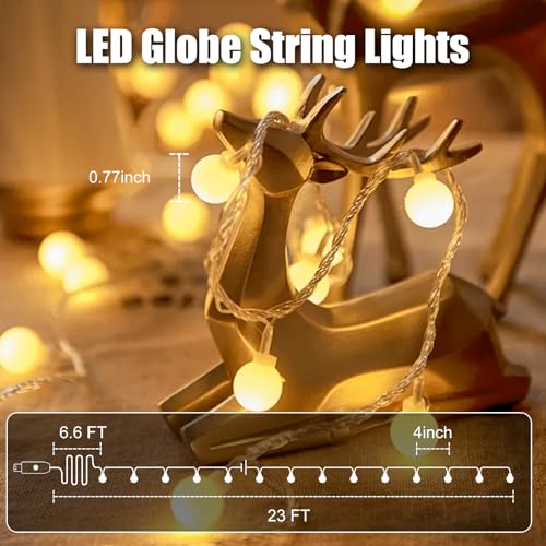 Minetom Led Globe String Lights, 2 Pack Total 46Ft 100 Led 8 Modes Waterproof Usb Operated Fairy Christmas Lights With Remote, Xmas Twinkle Lights For Party Wedding Wall Dorm Patio Canopy Room Decor thumb #4