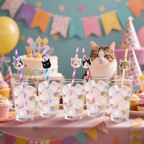 Pitillos de papel con diseño de gato 50 piezas miniatura 2