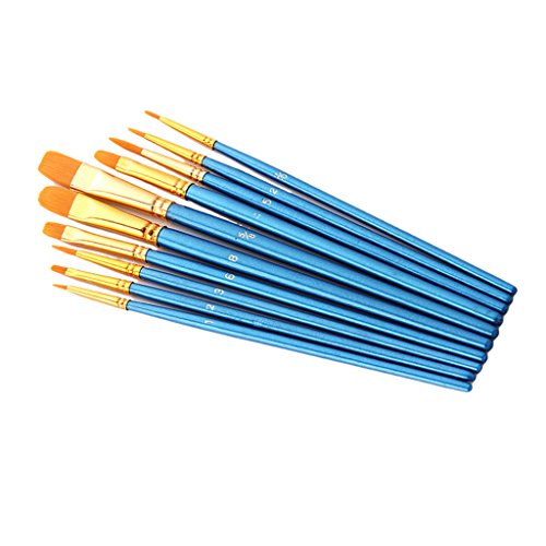 PRO - 10 pinceles de pintura de varios tamaños para artistas, pintura, pasatiempos, modelos y manualidades
