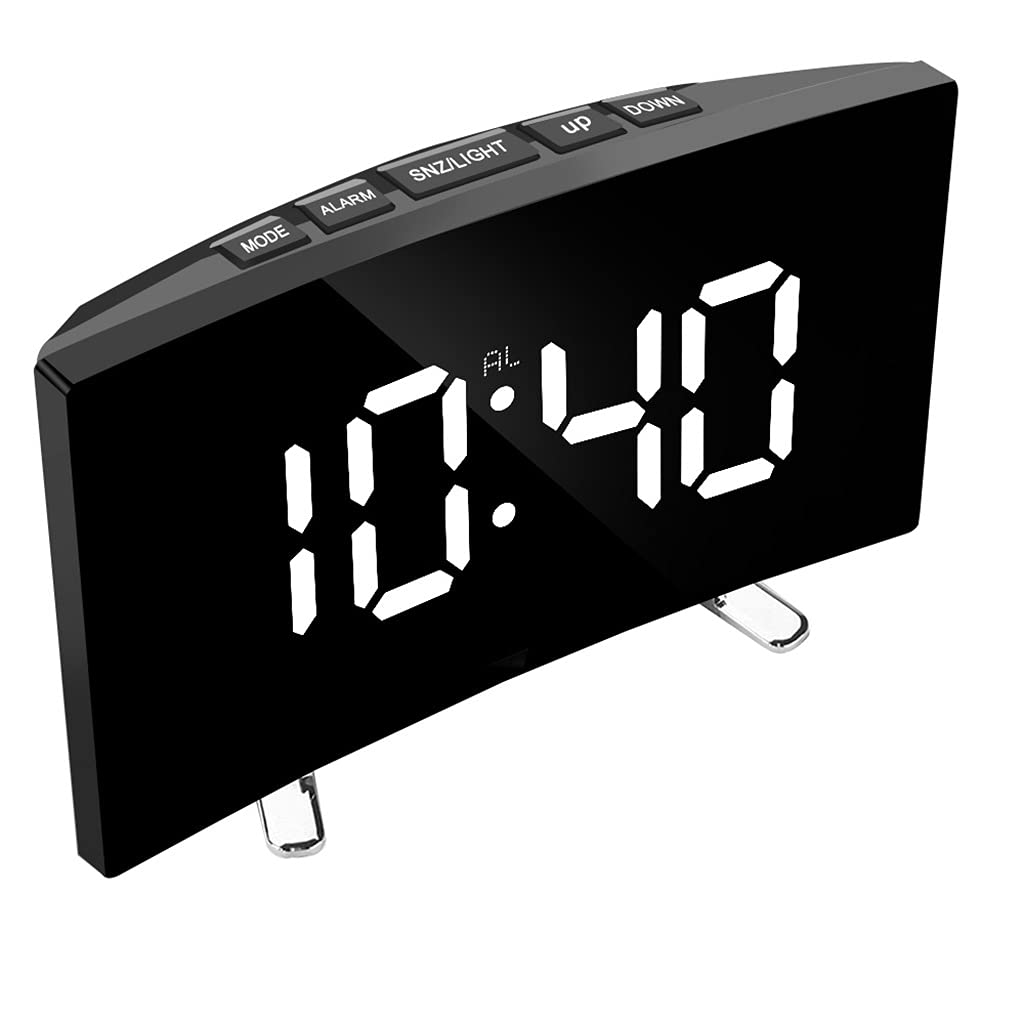 Digital Tab Clock 7 Inch Number Desktop Alarm Clocks for Bedroom Screen Curved Black 1