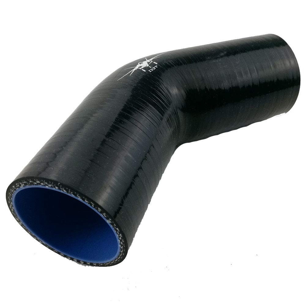 I33T Universal 3-Ply High Performance 45 Degree Elbow Coupler Silicone Hose ID 2" (51mm), Leg Length 3.5" (90mm) Black