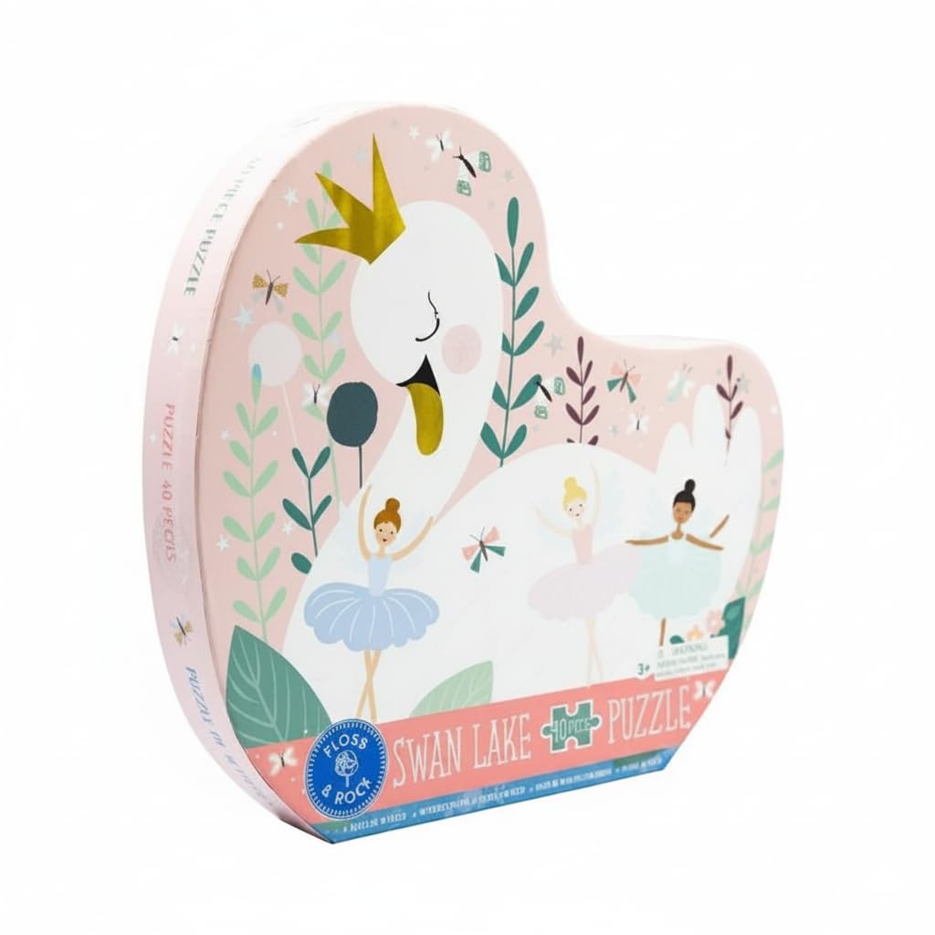 Floss & Rock 42P6325 - Rompecabezas con forma de cisne encantado con caja con forma, juego de 40 piezas