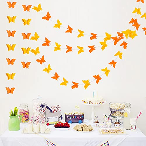 Image of BEISHIDA 5 Pieces 3D Orange Butterfly Paper Garland Hanging Decorative Banner for Home Ceiling Decor Birthday Party Baby Shower Wedding Theme Showcase Decoration Supplies Total 393 Inch Length