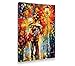 Giallobus - Quadro - Stampa su Tela Canvas - Leonid Afremov - Kiss Under The Rain - 70 X 100 Cm