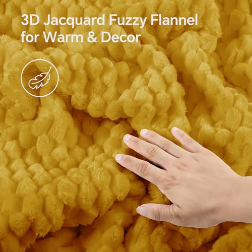 Image of BEDELITE Fluffy King Size Comforter Set - Yellow Fleece Soft Comforter for King Size Bed, Luxury Warm Bedding Set for Winter, Fuzzy Bed Set 3 Pieces (1 Comforter, 2 Pillowcases)