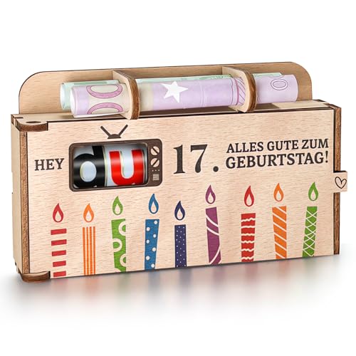 Hierein 17. Geldgeschenk Geburtstag, Geldgeschenke Verpackung Holz Duplo Schokoriegel Holz Geschenkbox, Personalisierte Geburtstagsgeschenk Geschenkideen zum 17 Geburtstag Junge Mädchen
