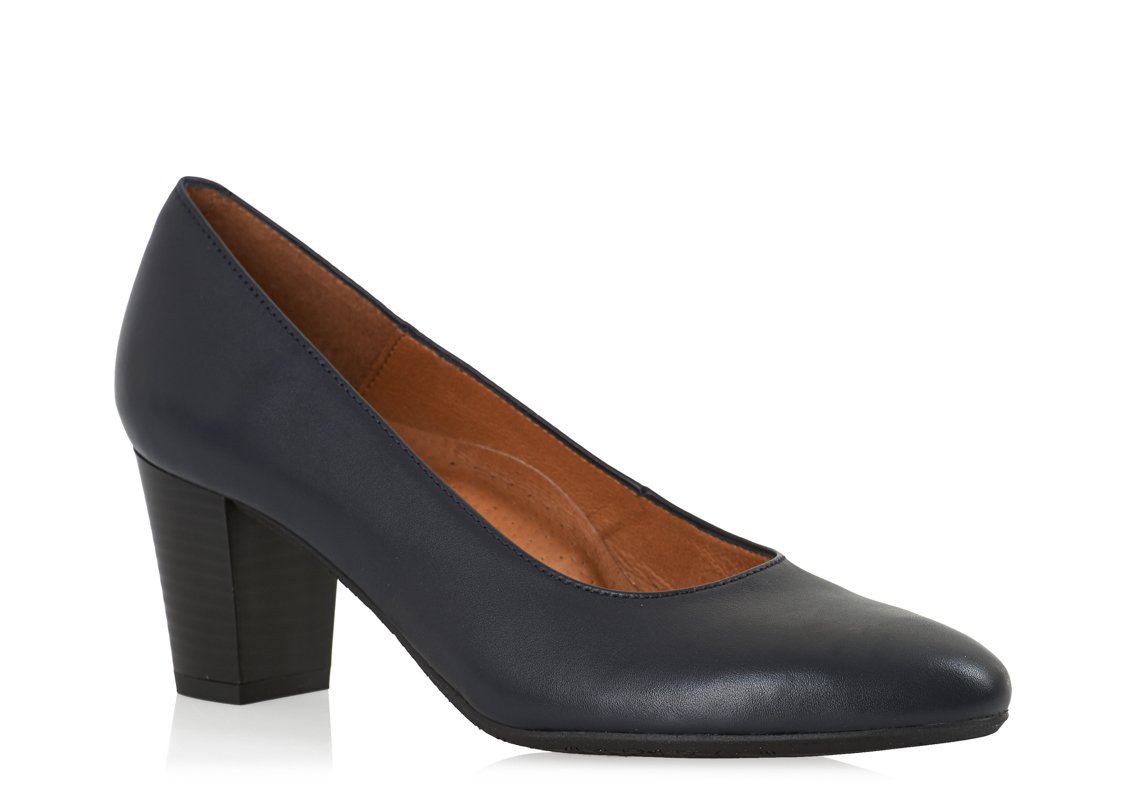 navy blue mid heel shoes