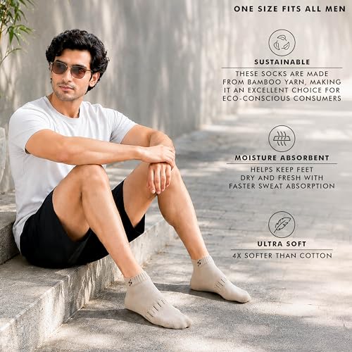 Image of Supersox Bamboo Ankle Length Socks for Man | 4 Times Softer than Cotton | Sustainable Fabric | Anti-Odour Socks for Sports, Gym & Daily Wear | Pack of 3
