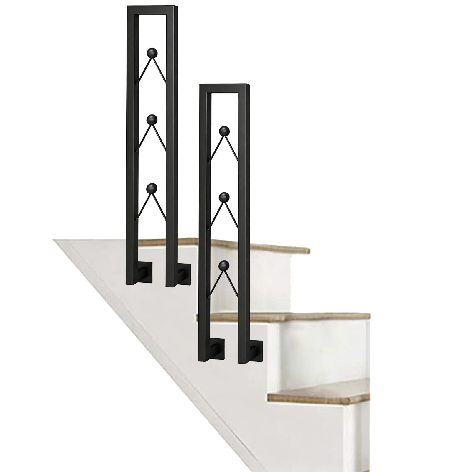 Modern Handrail for Indoor Outdoor Stairs | 1-Pack Metal Banister Handrail with Installation Kit, Side Mounted Non-Slip Loft Support Rod(95cm/37in)