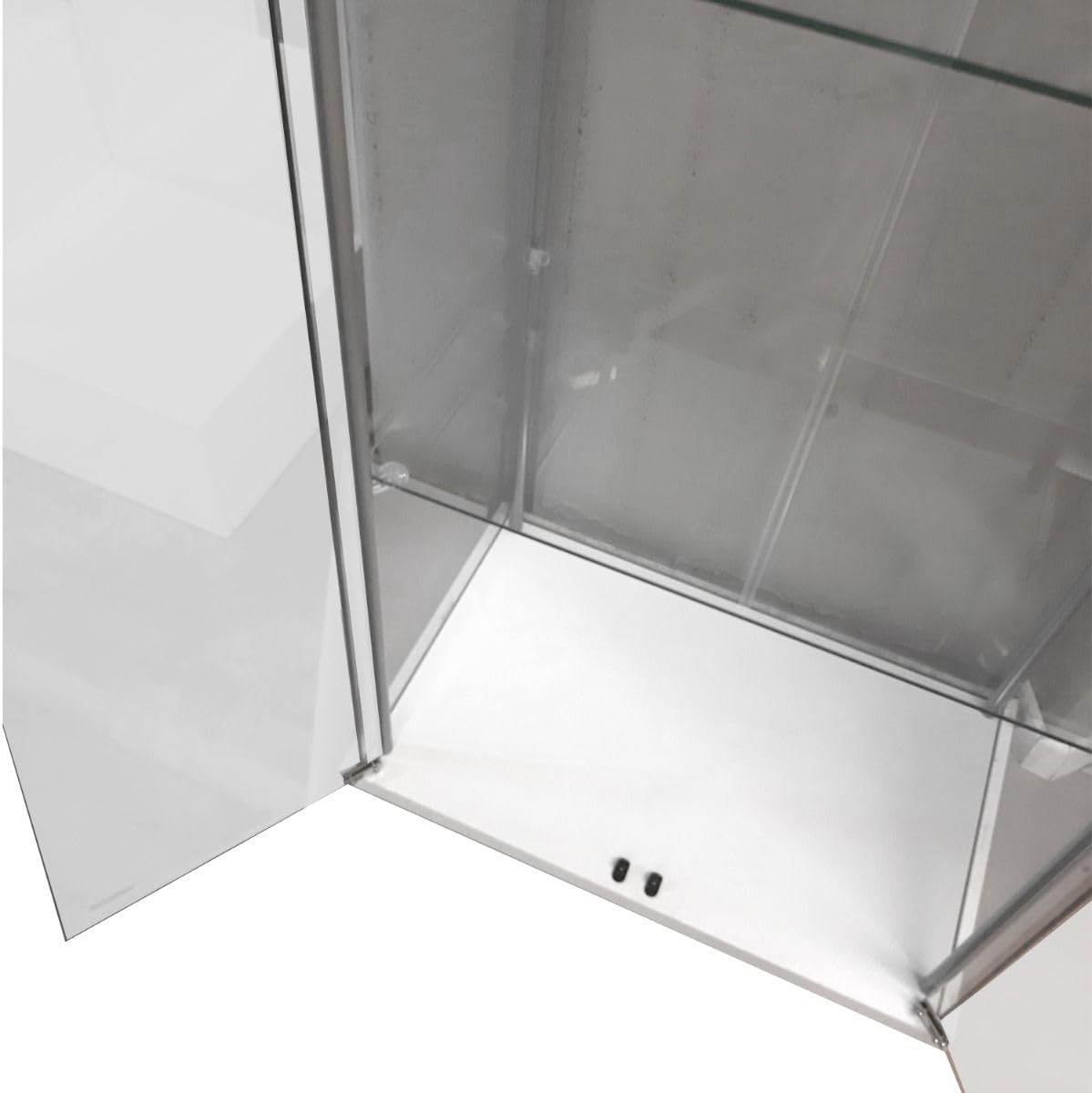 Bissolo Casa Vetrina Bianca 2 Ante, Ripiani in Vetro Temperato, Struttura in Metallo e Laminato, Dimensioni 60,5 x 36,5 x H.163 cm, per Soggiorno, Sala da Pranzo, in Kit