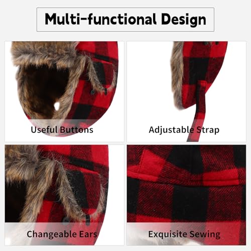 Baby Toddler Winter Trapper Hat Warm Faux Fur Aviator Hat Russian Ushanka Trooper Hunting Ski Hat with Ear Flaps Age 1-8T3