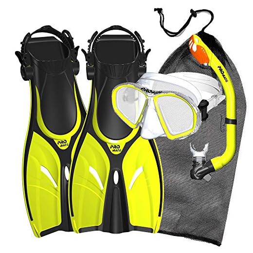 Promate Junior Mask Fins Snorkel Set for Kids, Yellow, LXL