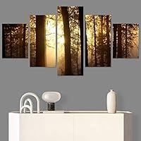 SIGNWIN 5 Panel Canvas Wall Art Rustic Woods for Home Decorations Ready to Hang - 60