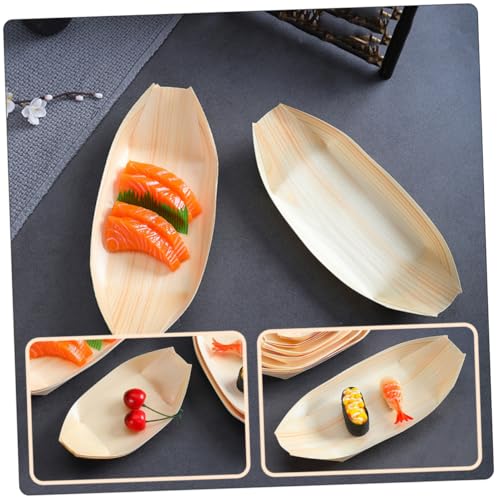 Plato desechable para sushi de madera 60 unidades miniatura 3