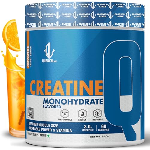 Image of Creatine Powder 3000 mg | Mircronized Creatine Monohydrate | Creatine Monohydrate 100g for For Lean Pump and Volumization | Gym Supplement for Men for Pump and Strenght - Unflavoured Powder - 33 Servings - Pouch (240 GM, Candy Orange)