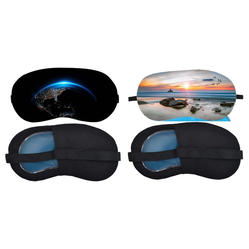 Aoxeria Blue Earth Horizon, Sunset Beach Sleeping Eye Mask Combo, Soft Comfortable Light-Blocking Eye Cover for Women, Men & Kids, Reusable Blindfold for Night Sleep, Nap, Travel, Flight (Pack of 2)-image-47