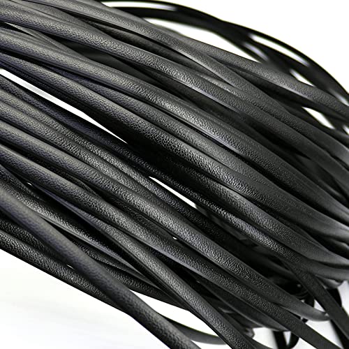 15m (48 Ft) PE Flat Rattan Weaving, Synthetic Rattan Repair Knit Material Plastic Rattan for DIY Home Furniture, Chair Table, Storage Basket (Black)
