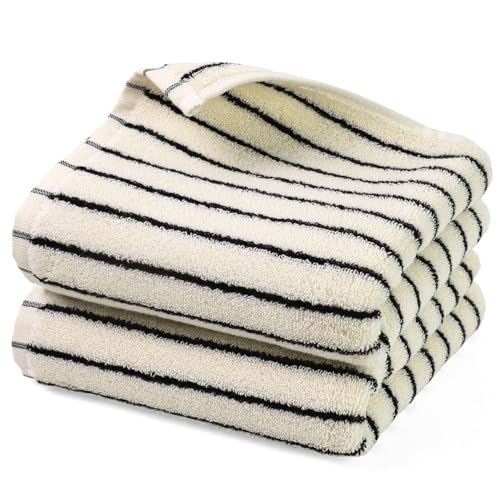 Jacquotha Black and White Striped Hand Towels for Bathroom, Vintage...
