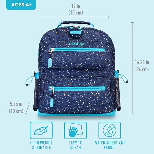 Bentgo Kids Backpack - Confetti Edition Designed Lightweight 14 Backpack for School, Travel & Daycare - Roomy Interior, Durable & Water-Resistant Fabric & Loop for Lunch Bag (Abyss Blue), Confetti