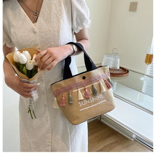 Linen Durable Large Capacity Beach Letter Shoulder Bag Women3