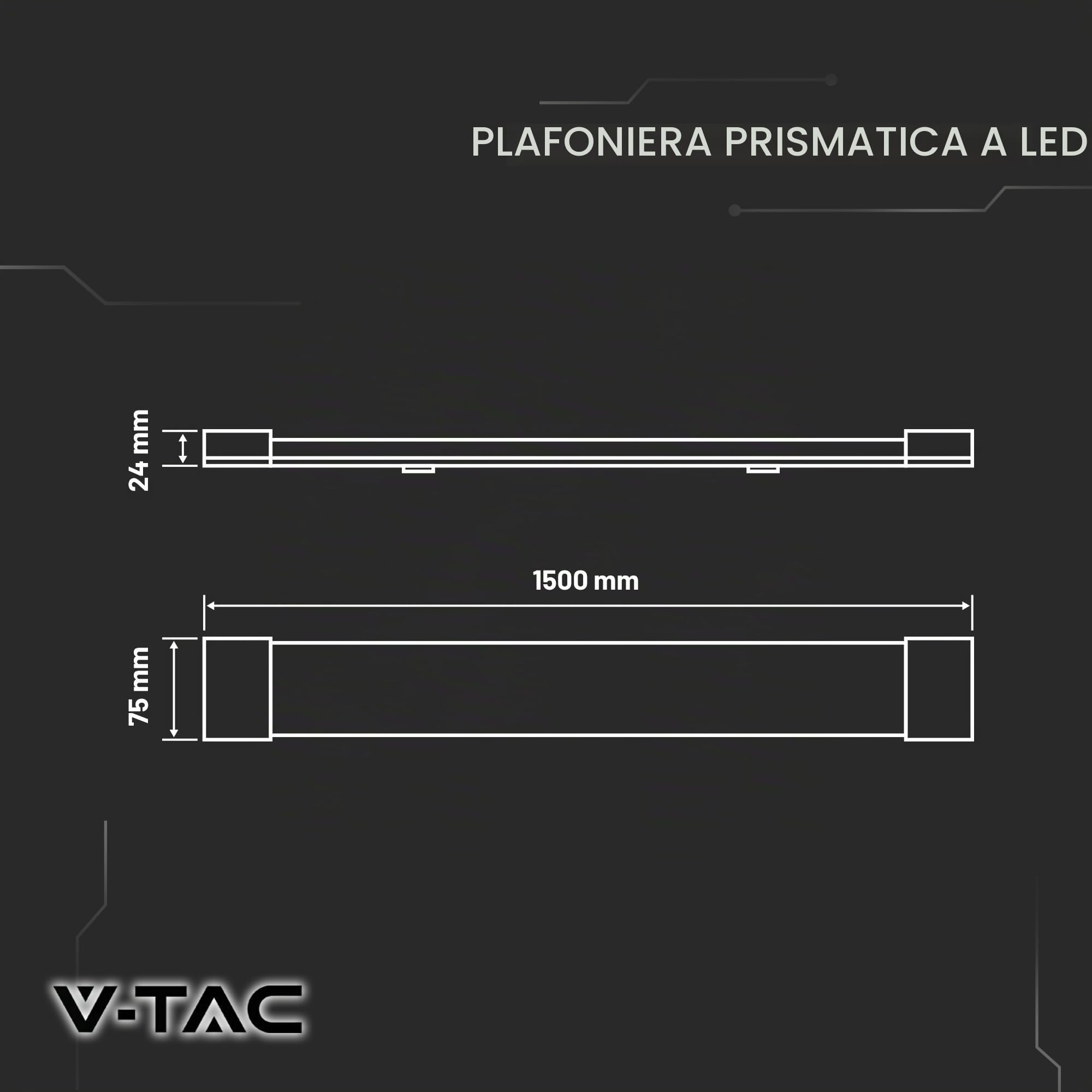 V-TAC 8x Plafoniere LED Lineari da Soffitto 150 CM - 50W - Chip Samsung - 8 Pezzi - Lampada Rettangolare 6000 Lumen IP20 per Parete, Garage, Negozio - Tubo LED Plafoniera - Luce 6500K Bianca Fredda