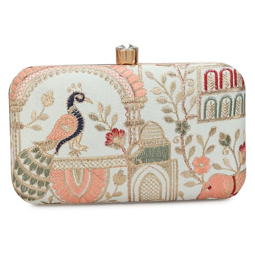 Image of LONGING TO BUY Hand Crafted Designer Box Clutch - Zari Embroidery For Women