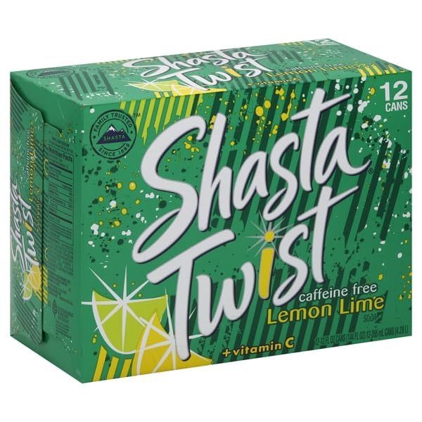 Shasta Twist Lemon Lime Soda, Caffeine Free, 12 Cans