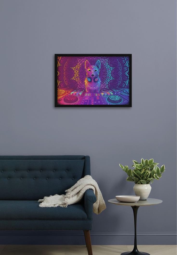 Jitesh Arts Indrajal Original Fox DJ Psychedelic Painting – Unique