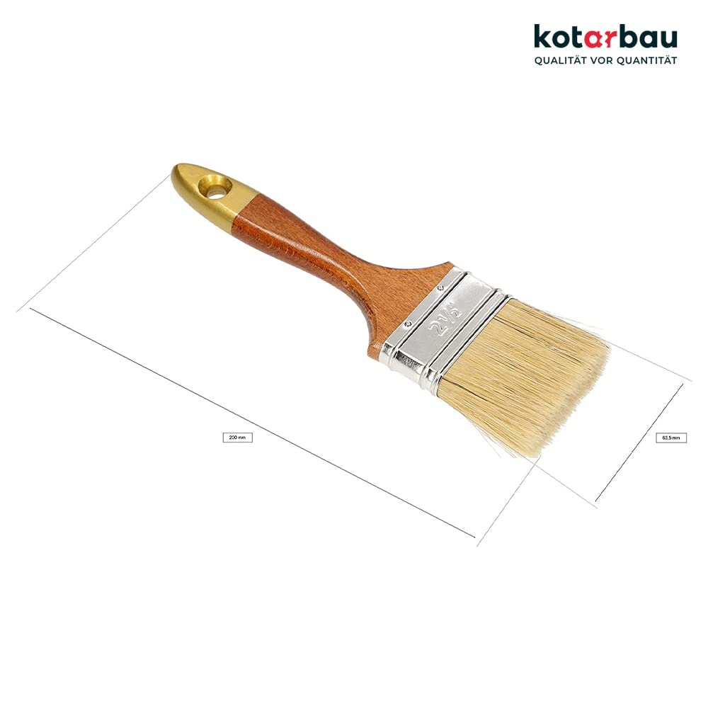 KOTARBAU®, set di 10 pennelli piatti da 2,5", lunghezza setole 63 mm, per verniciatura, pittura, legno, verniciato, per lavori di ristrutturazione