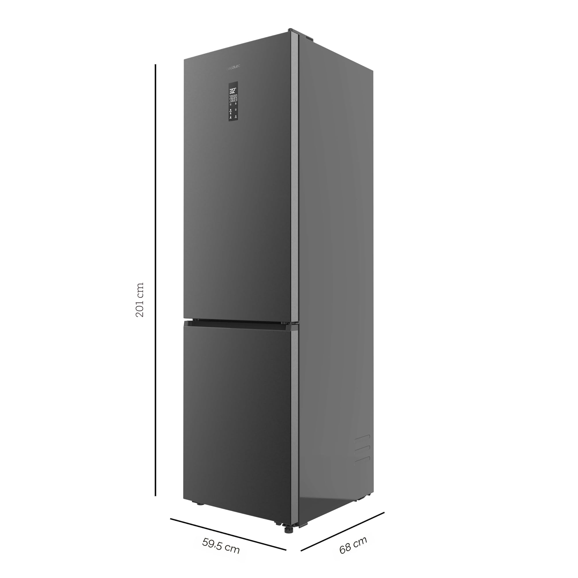Cecotec Réfrigérateur Combi 456L Total No Frost Bolero CoolMarket Dark C. 201cm x 59,5cm MAX INSIDE VIP Tech Compresseur Inverter Plus