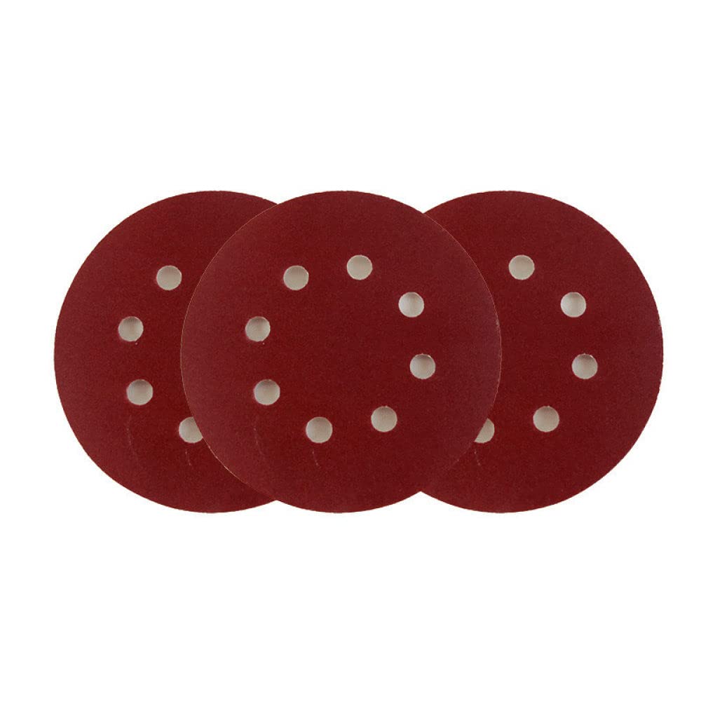 50 Uds 7 pulgadas 180mm 8 agujeros flocado hoja de papel de lija autoadhesiva hoja de lija redonda máquina de pared masilla polvo lija papel de lija, 320
