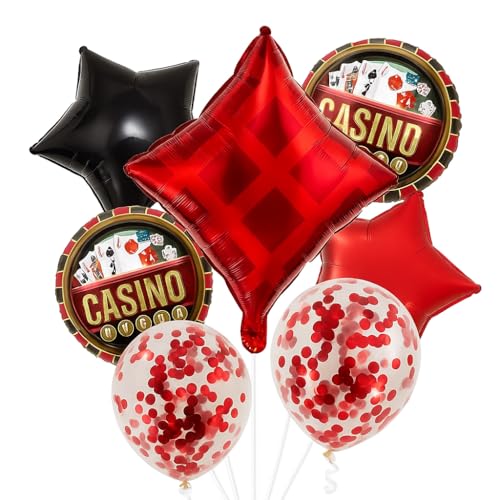Image of AMFIN (Pack of 7) Casino Theme Foil Balloon Set, Elevate Your Party, Diamonds - Multi