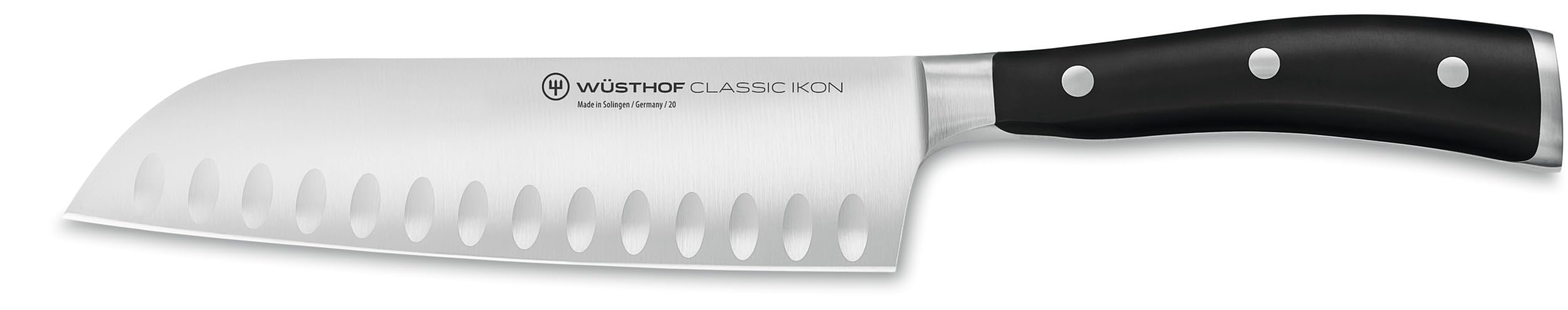 WüsthofClassic IKON 7" Hollow Edge Santoku Knife, Black