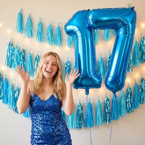 Image of YPSelected 32 Inch Large Foil Helium Number Balloon Birthday Wedding Party 0-9 (Blue, 7)