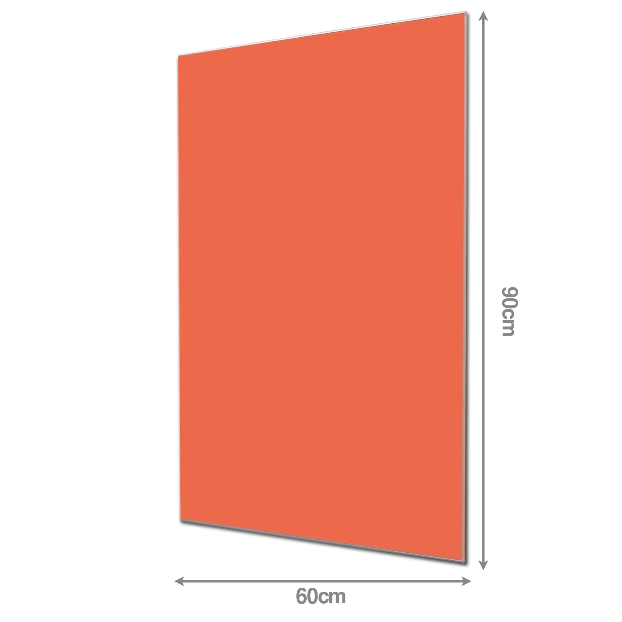 banjado Glas Magnettafel 60x90 in schlichtem Farbton, beschreibbar | Reduziertes Glas-Memoboard für klare Planung, in der Farbe Orange