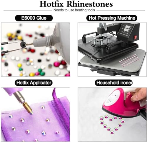 Image of Hotfix Rhinestones Bulk, 14400PCS Light Green Hot Fix Rhinestones for Clothes DIY Decoration Crafts, Light Green, SS20, 4.6-4.8mm