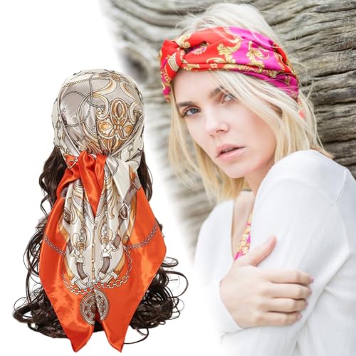 Women Silk Scarf Large Shawls Headscarf Hair Wraps Square Scarves for Gift Packed Picnic Camping Travel Head Decor3