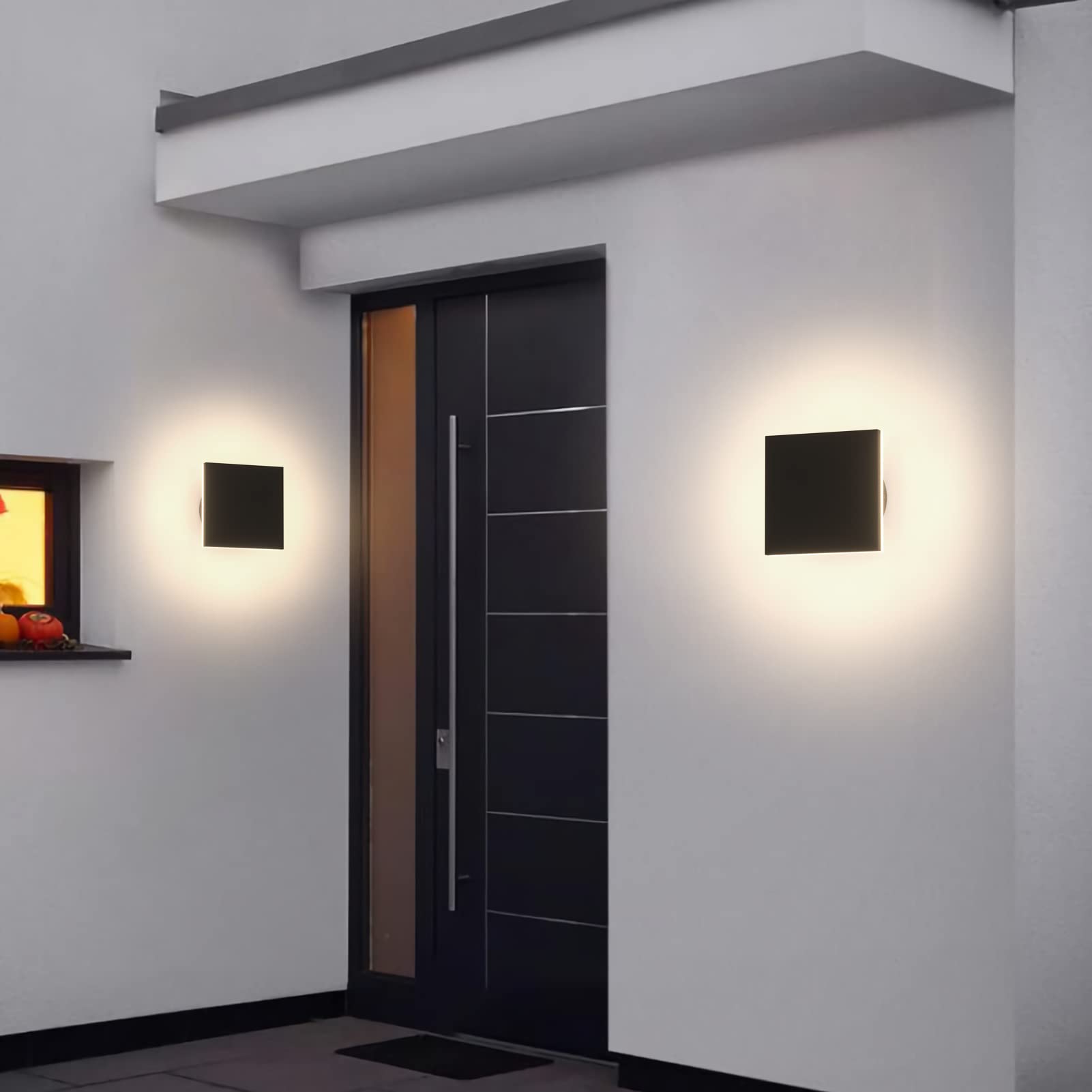 Aoceley 2 Packs LED Wall Light Outdoor Indoor Modern Wall Sconce Mini Wall Sconce Black Modern Outdoor Wall Lights Aluminum Porch Lights Outside Wall Lights for House (Square)