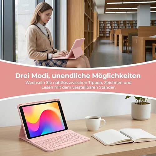 WALWALO Hell Rosa Hülle mit Tastatur für iPad A16 11 Generation 2025/10 Gen – Ansicht 6