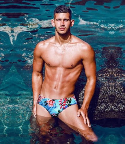 MIZOK Men's Ployester Swimsuit Bikini Briefs with Adjustable Drawstring4