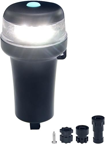 CLGMarine Kayak Battery Portable Navigation LED Lights Multi- Adaptors 3AA Battery Inflatable Boat Surface Mount Adhesive Base (White (With