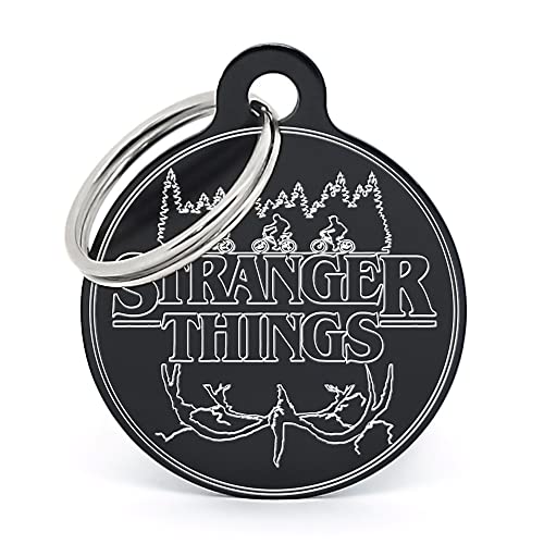 PERDIDUS Placa para Perro Personalizada Stranger Things. Grabado del Nombre y teléfonos.