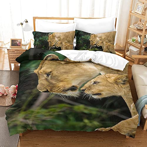 Housse de couette lion 3D lit simple microfibre douce 3 pièces - 2